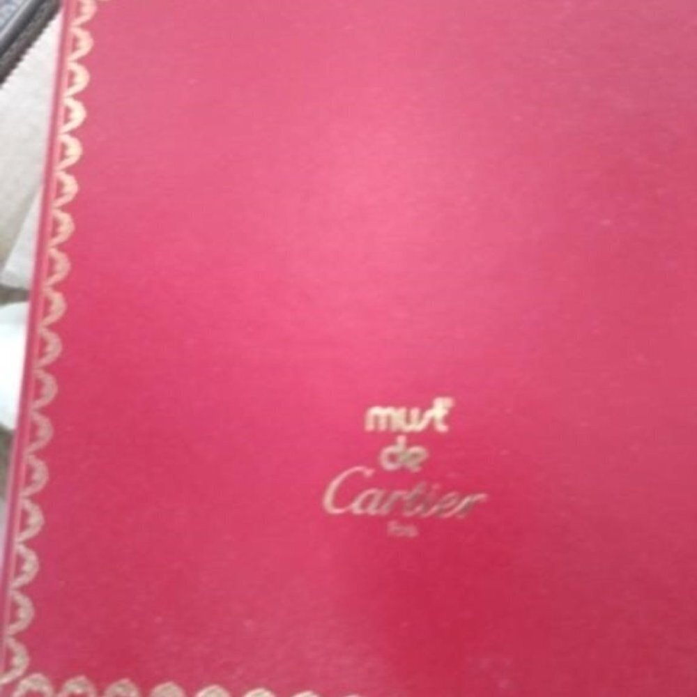 Must De CARTIER PARIS DEAUVILLE SKY SATIN STRIPE SCARF NWT & BOX - Picture 5 of 14